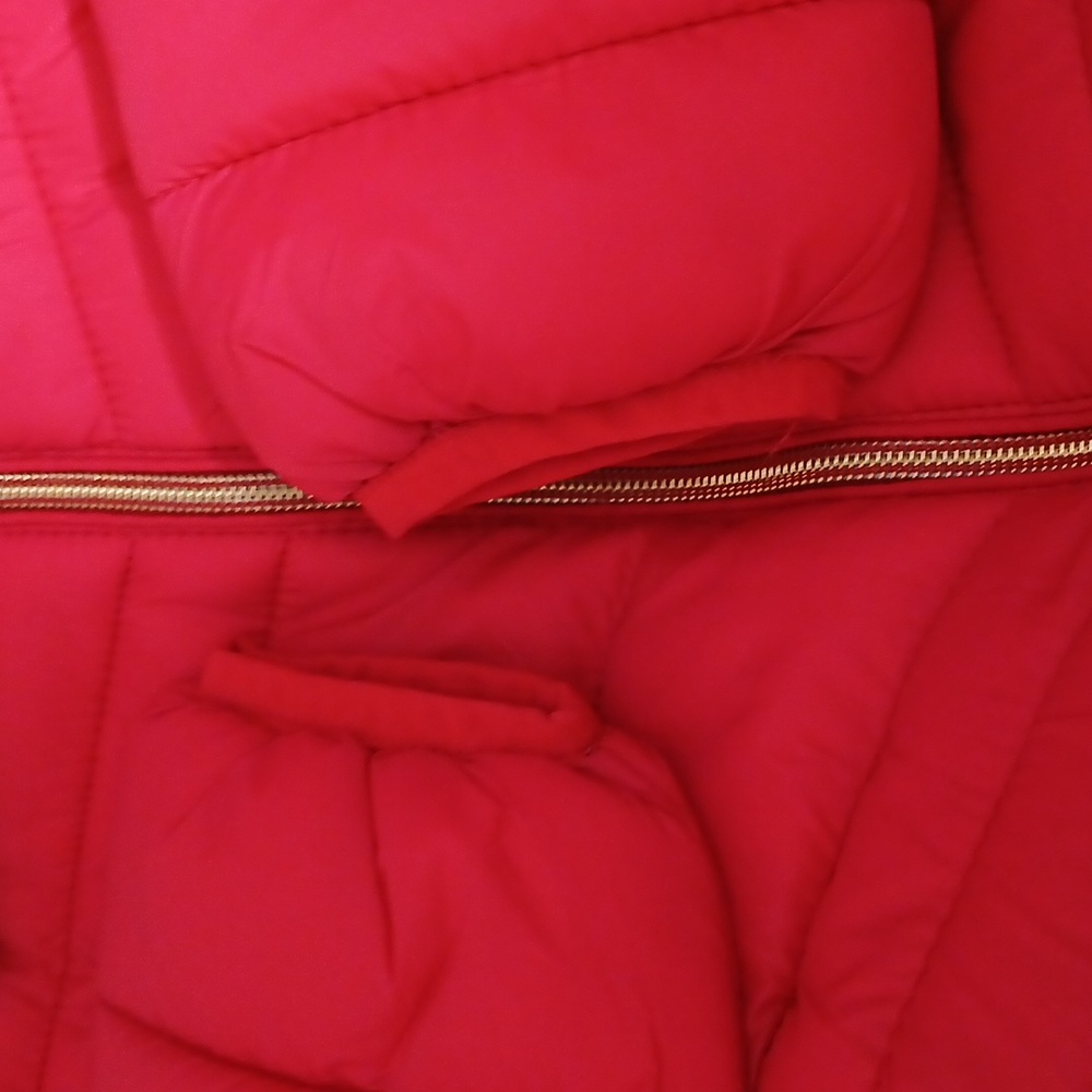 POLU Women's Bold Red Puffer Coat Size L  2 Pocket NEW - Picture 12 of 12